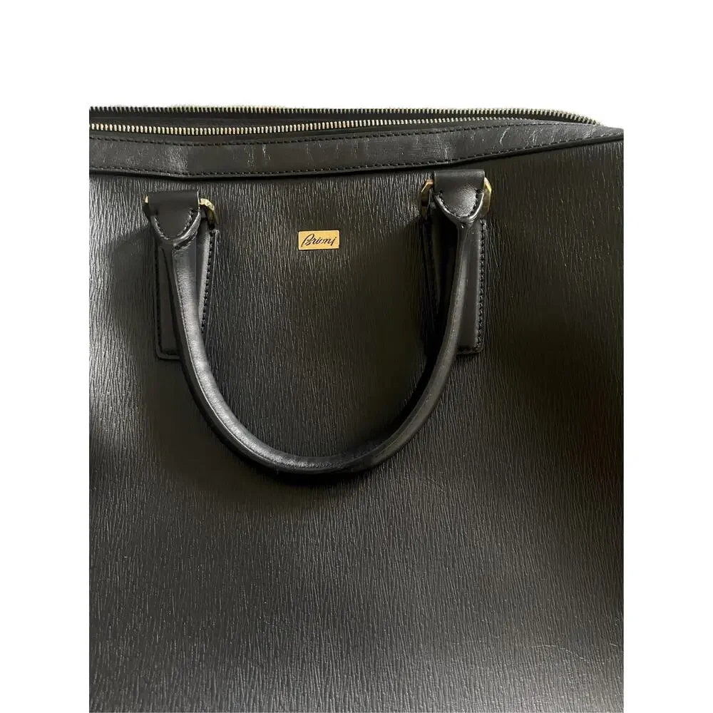 $5,500 NWT Brioni Black Grained Scratched Resistance Leather Briefcase